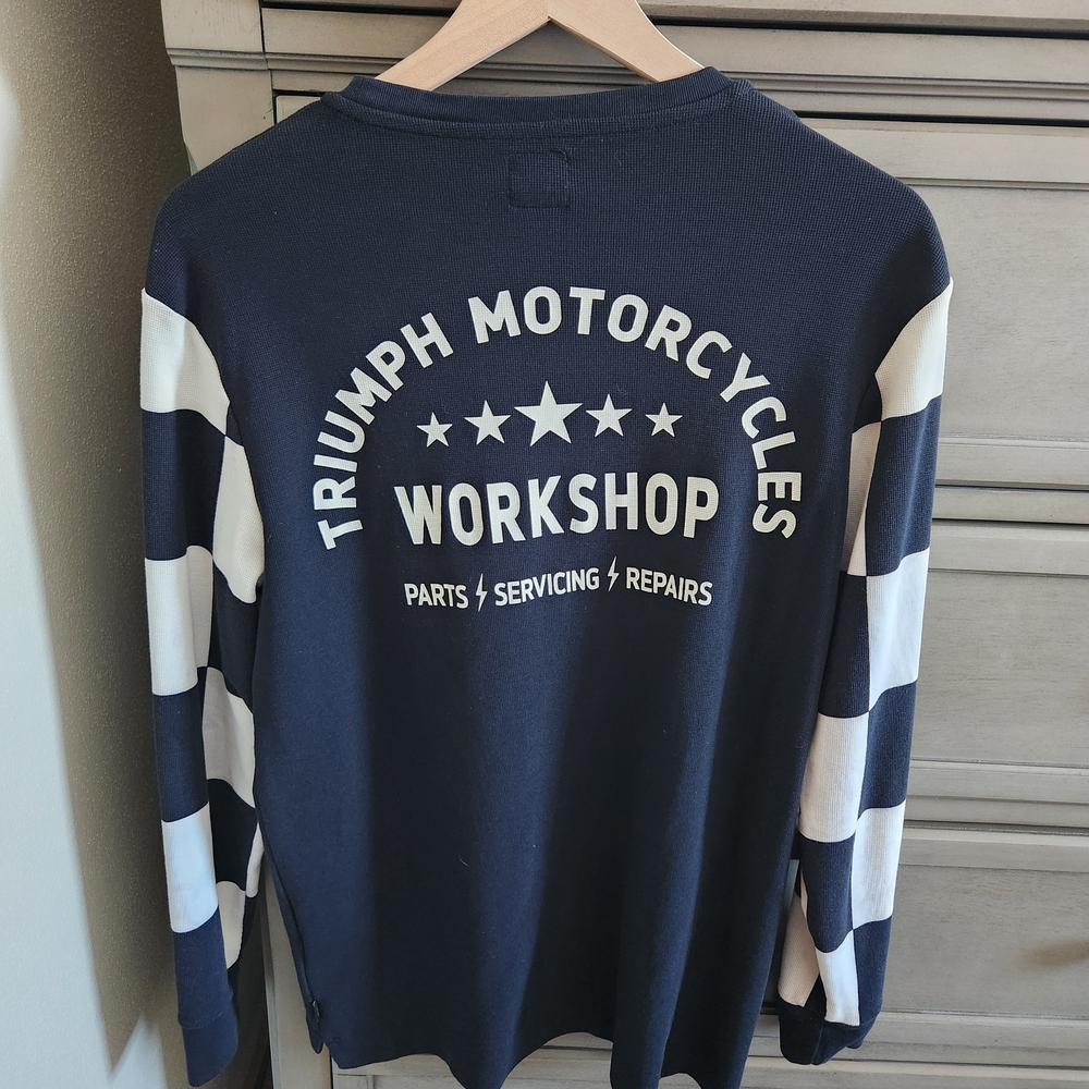Triumph Motorcycle Navy and White Long Sleeve Shirt - Picture 4 of 9